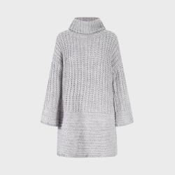 PULL&BEAR 弹力高翻领长袖毛线粗针纯色针织连衣短裙
