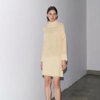 PULL&BEAR 韩系慵懒风 女装弹力高翻领长袖毛线粗针纯色针织连衣短裙