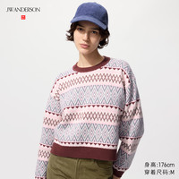 优衣库合作款/女装费尔岛风圆领针织衫/毛衣毛衫25秋冬新款479865 11 粉红色
