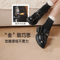 百思图2025冬季新款袜靴时尚潮流学院风粗跟女中靴BP521DZ5【预售】 棕色 34