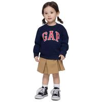 盖璞 Gap男女童2025秋冬款logo发泡胶印抓绒套头卫衣儿童装829306