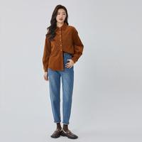 轩日 HIGH DAY 24春时尚简约高腰水洗牛仔长裤女通勤百搭牛仔裤