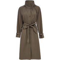 VEROMODA风衣2025秋季含棉捏褶小立领插肩袖外套早秋上衣 麻纱色 S