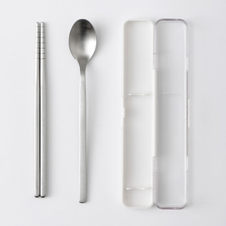 無印良品 MUJI 無印良品  不锈钢便携餐具套装 筷子勺子餐叉家用