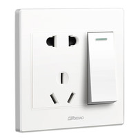 德雕（Dediao）开关面板 D07经典雅白全塑墙壁电源暗装高端二三插套餐USB空调插 一开五孔单（开关控制插座）