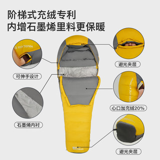 喜马拉雅羽绒睡袋加厚抗寒保暖轻量化户外露营过夜木乃伊成人超轻鸭绒睡袋 石墨烯400【新标准/舒适】黄