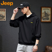 Jeep 吉普 品牌连帽卫衣男士2025年秋季新款套头运动外套休闲长袖t恤男 黑色 3XL