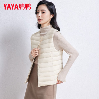 鸭鸭（YAYA）羽绒马甲女2025秋冬季新款轻薄保暖无袖坎肩羽绒服外套女士上衣 米白色 M