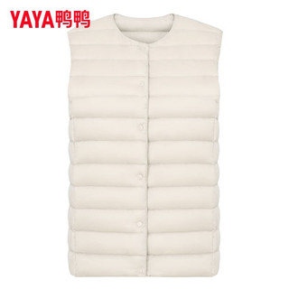 鸭鸭（YAYA）羽绒马甲女2025秋冬季新款轻薄保暖无袖坎肩羽绒服外套女士上衣 米白色 M