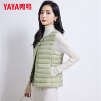 鸭鸭(YAYA)羽绒马甲女2025秋冬季轻薄保暖无袖坎肩羽绒服外套女士上衣 抹茶绿 4XL