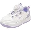 WARRIOR 回力 童鞋儿童小白鞋2024秋季透气男童休闲网鞋舒适女童运动鞋 白紫（旋钮扣） 36码 内长约22.8cm