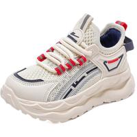 WARRIOR 回力 童鞋网面儿童跑步鞋2025春夏休闲男童运动鞋 米色 37 内长约23.95cm