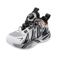 回力童鞋耐磨男童运动鞋2024秋季透气儿童篮球鞋中大童休闲鞋子 黑灰白 32码 内长约20.51cm