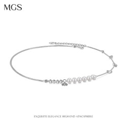 曼古银 MGS 花露系列 珍珠锁骨链 925银 项链
