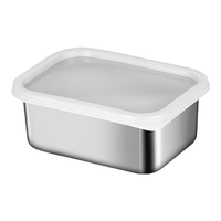 Jidaocook不锈钢保鲜盒收纳盒密封带盖食品级商用摆摊野餐饭盒冰箱盒子 不锈钢带盖保鲜盒 单件装