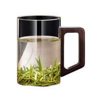 茶沿泡茶杯玻璃杯水杯高温耐热喝绿茶水杯带把家用办公室男士马克杯 玻璃泡茶杯【透明色】450ml