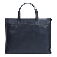 暇步士（Hush Puppies）男士手提包头层牛皮商务公文包真皮手拎包电脑手提包休闲男包单肩斜挎包 蓝色