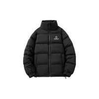 准者短款运动棉服男式冬季立领防寒保暖羽绒棉衣潮流拉链休闲外套 黑色 2XL