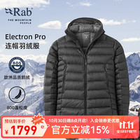 Rab 睿坡 Electron Pro秋冬男士800蓬轻量保暖鹅绒连帽羽绒服 QDB-81 黑色 M