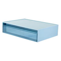 得力（deli）组合抽屉收纳盒 桌面化妆品文具收纳盒 单层 蓝色一格 1只 PK104