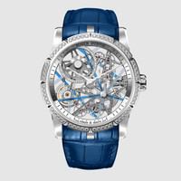 ROGER DUBUIS 罗杰杜彼 王者系列 自动机械机芯 镂空表盘 鳄鱼皮表带