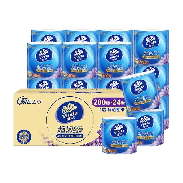 维达 超韧有芯卷纸200克4层24卷加厚