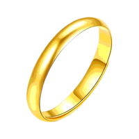移动端、京东百亿补贴：周六福 黄金戒指女款足金999光面女戒活口 计价 活口 15号 - 3.34g