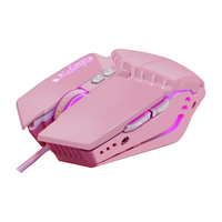 火银狐 T1牧马人游戏鼠标有线USB口静音蓝牙2.4G无线低声Type C充电办公大手型台式机笔记本 3代樱花粉有线 机械宏