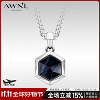 瑞典奥锘 AWNL 维京勇者之盾项链 鹰眼石钛钢链 55CM 10094044704739
