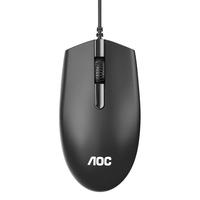 AOC MS100有线鼠标简约超薄智能USB左右手通用雾面磨砂办公家用