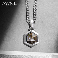 瑞典奥锘 AWNL 维京勇者之盾项链 古铜辉石钛钢链 61.5CM 10094393487558