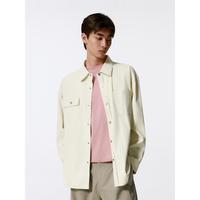 超V会员：GXG 男装米白简约休闲翻领长袖衬衫男士时尚通勤百搭外套