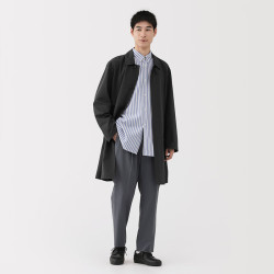 無印良品 MUJI 男式 不易沾水立领大衣 风衣外套男中长款 AD0WUC5A