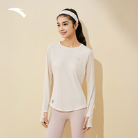 安踏（ANTA）速干大师T|长袖T恤男女士秋冬季款速干透气跑步训练运动上衣 【女款-吸湿速干Ⅱ】香草米白-6 2XL