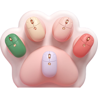 B.O.W航世 MD198L 中手无线蓝牙双模办公鼠标 可充电人体工程学鼠标 可爱猫爪创意通用鼠标 叶绿色 无线蓝牙双模充电鼠标 叶绿色