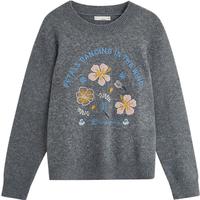 茵曼格雷系立体绣花毛衣2025秋女装长袖内搭上衣 贵族灰 M