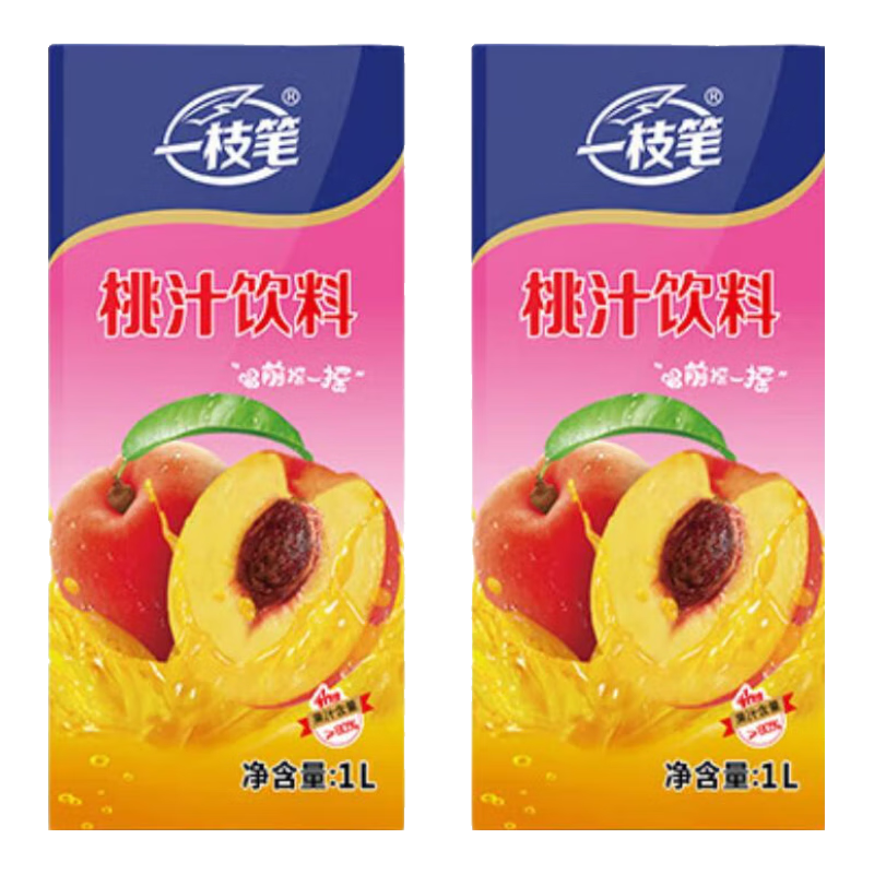 一枝笔 桃味果汁饮料 1L*2盒
