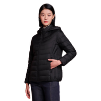 坦博尔（Tanboer）羽绒服女2023年秋冬新款宽松短款可脱卸帽轻薄外套TD236256 黑色 165/88A