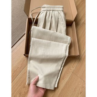 月伊纺 夏季阔腿裤男士100%纯棉休闲裤青年棉麻山本裤夏季老钱风亚麻裤
