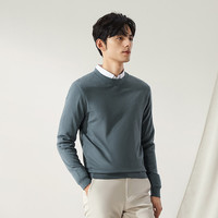 【高端系列】柒牌圆领毛衣男2024冬季时尚休闲舒适百搭针织衫 灰蓝 L