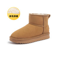 骆驼女鞋2025冬季加绒保暖时尚雪地靴加厚棉鞋休闲短靴女 38