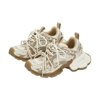 白鹿同款|SugarSu酥履 25时尚复古增高拼色绑带老爹女鞋夏季 沙滩金色 35