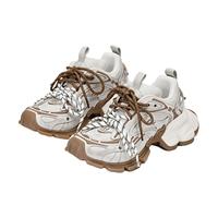 白鹿同款|SugarSu酥履 25时尚复古增高拼色绑带老爹女鞋夏季 松弛白 36