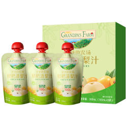 爷爷的农场 枇杷梨汁100ml*3袋儿童饮料饮品nfc果汁宝宝零食辅食