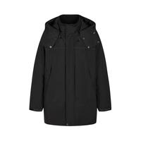 速写男装秋冬季休闲宽松羽绒服连帽保暖户外感外套 001本黑 XS
