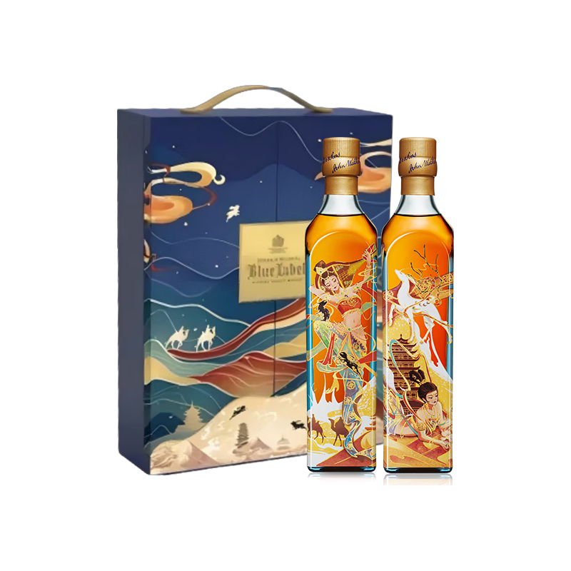 尊尼获加 蓝牌 敦煌飞天双支礼盒 威士忌 500ml*2