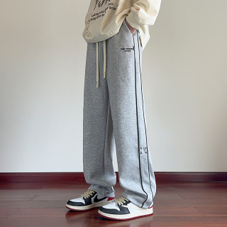 月伊纺 宽松直筒休闲裤子男士秋季百搭潮流运动裤青年松紧大码卫裤