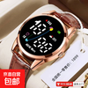 卡卡尼 电子手表时尚商务炫酷led时间日期显示按键彩灯男女情侣手环ins风长续航 高贵棕Y23