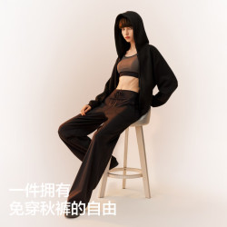 蕉内 热皮301+女士薄绒直筒休闲裤垂坠长裤秋冬秋装 紫褐棕 M