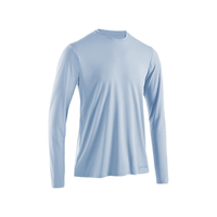 迪卡侬T恤运动速干衣男跑步打底长袖户外上衣4925449 水洗牛仔蓝 2XL